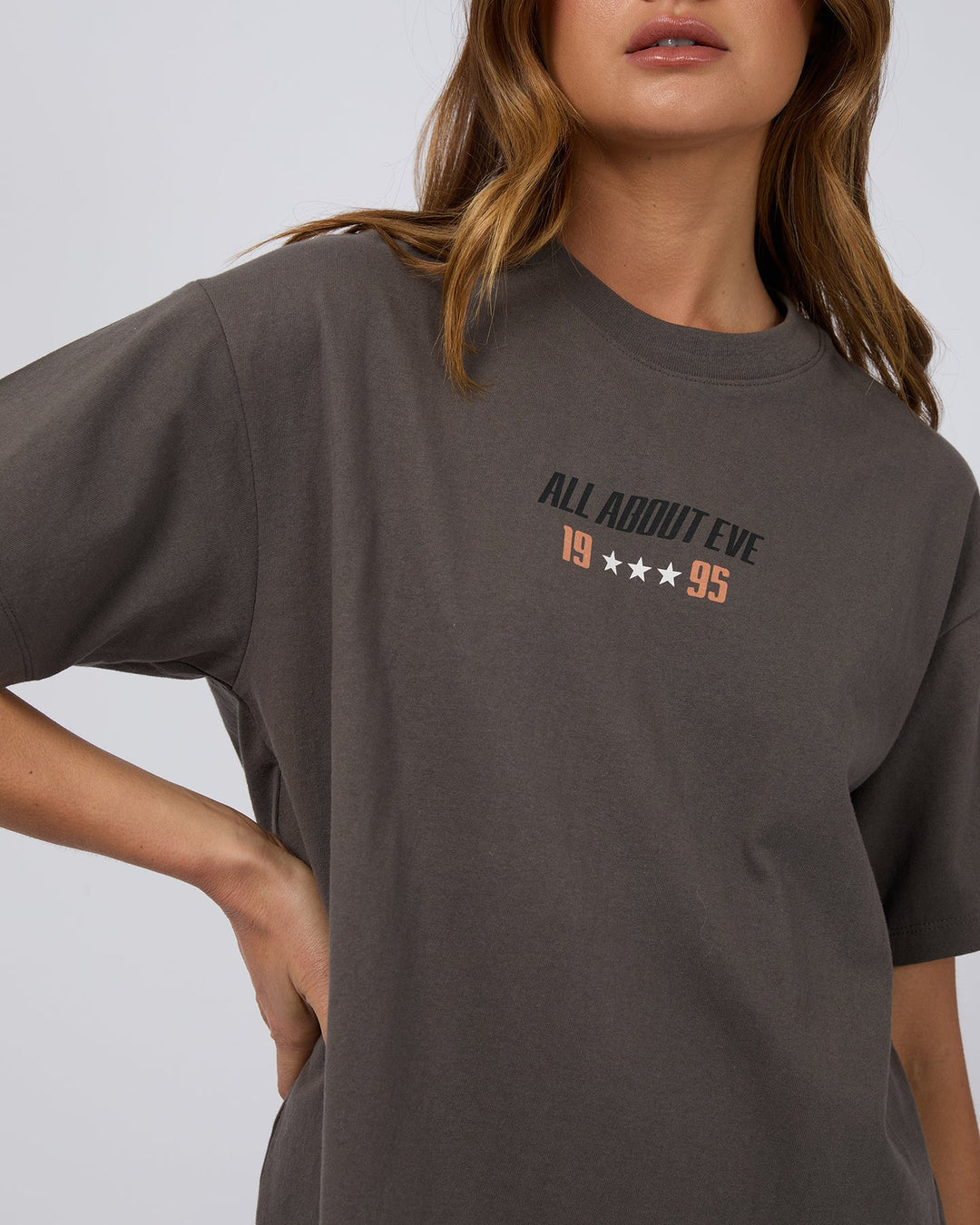 All About Eve Performance Oversized Tee - Charcoal