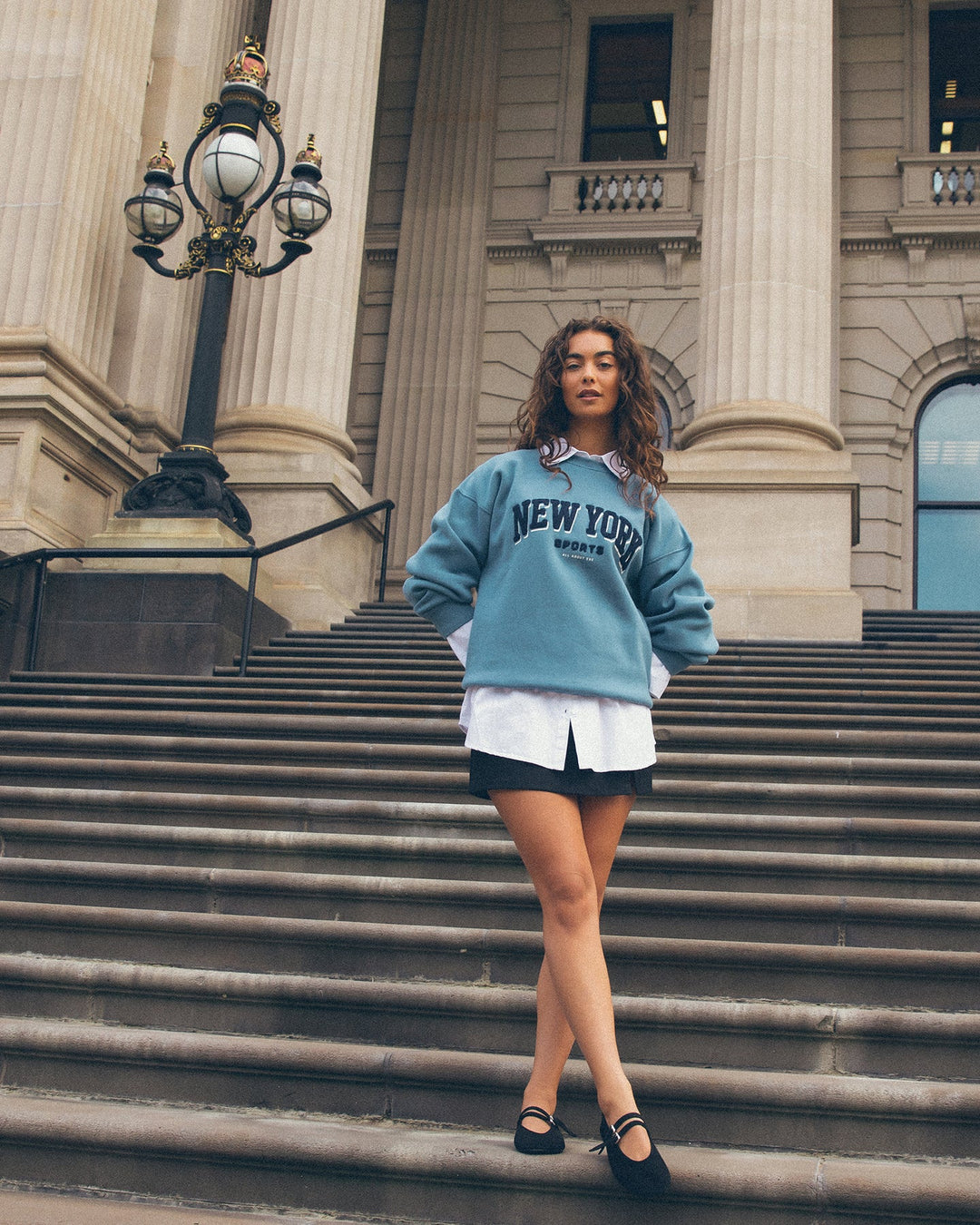 All About Eve New York Oversized Crew - Blue