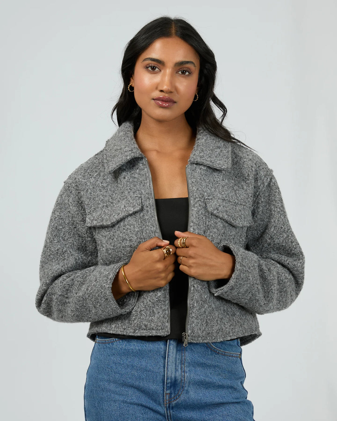 All About Eve Bennet Crop Jacket - Grey Marle