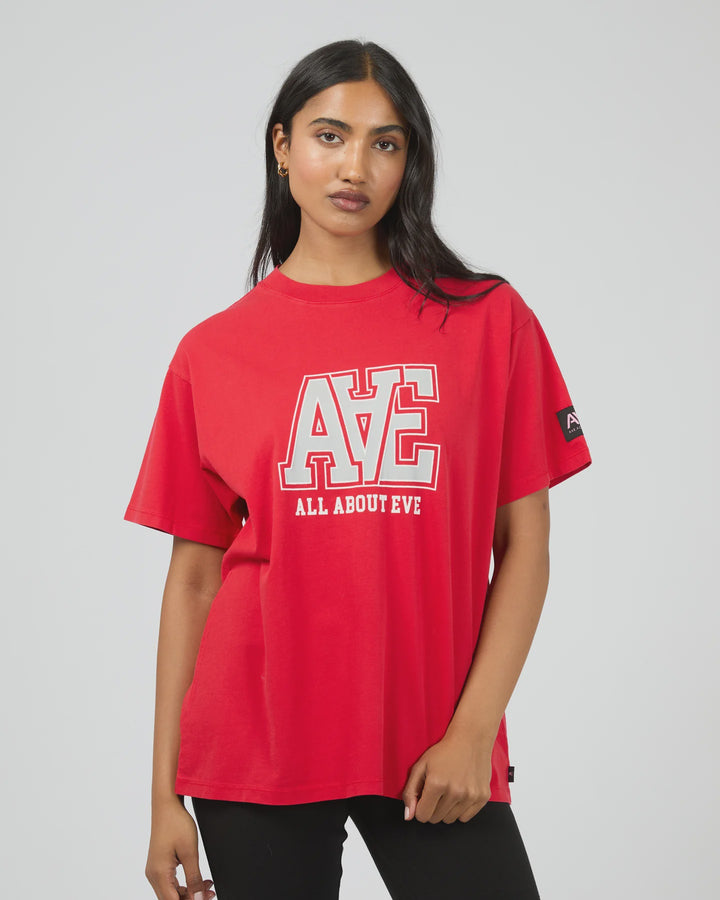 All About Eve Monogram Relaxed Tee - Scarlet