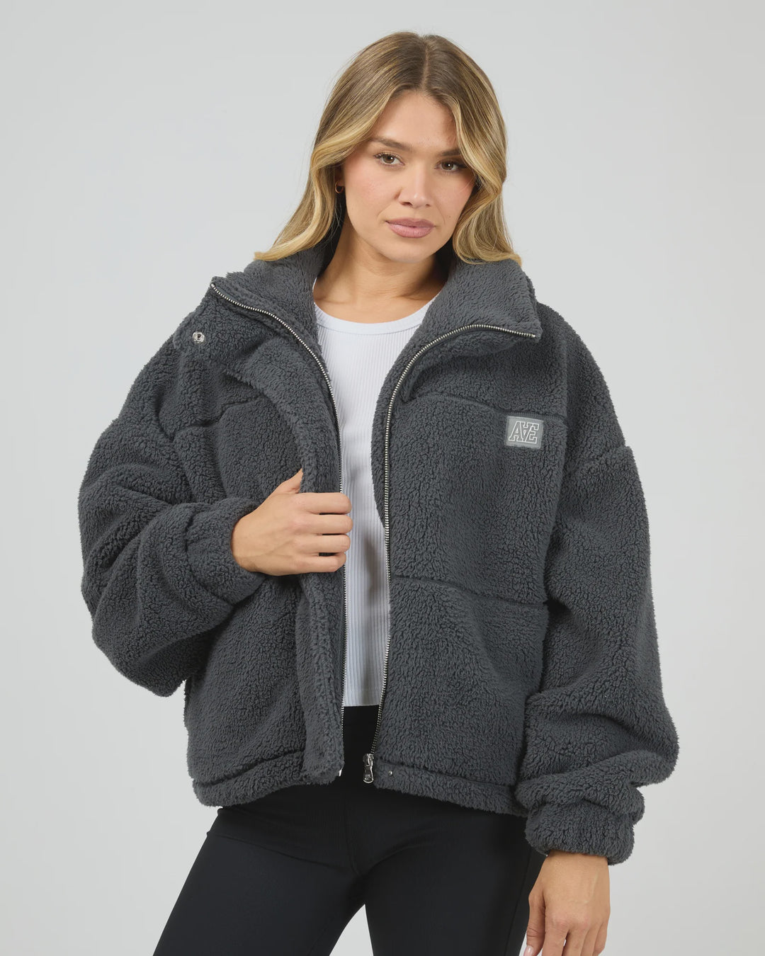 All About Eve Cosy Club Teddy Jacket - Charcoal