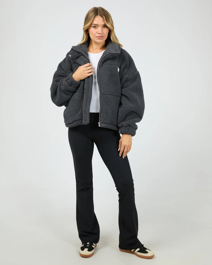 All About Eve Cosy Club Teddy Jacket - Charcoal