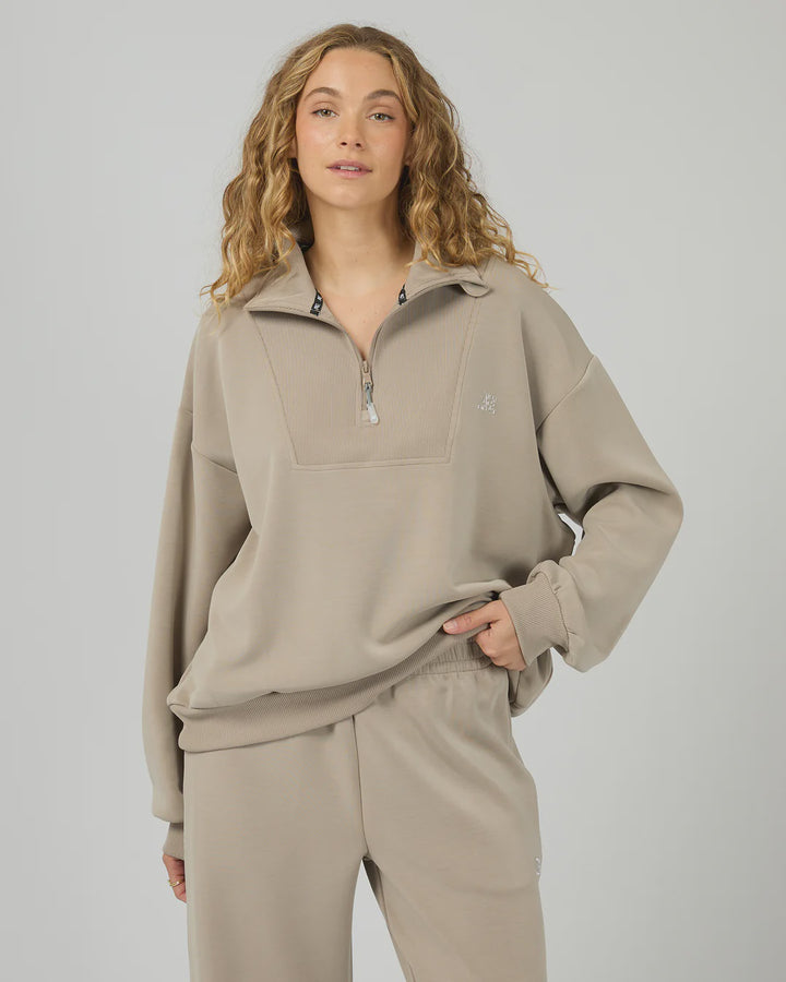 All About Eve Luxe Active 1/4 Zip Jumper - Stone