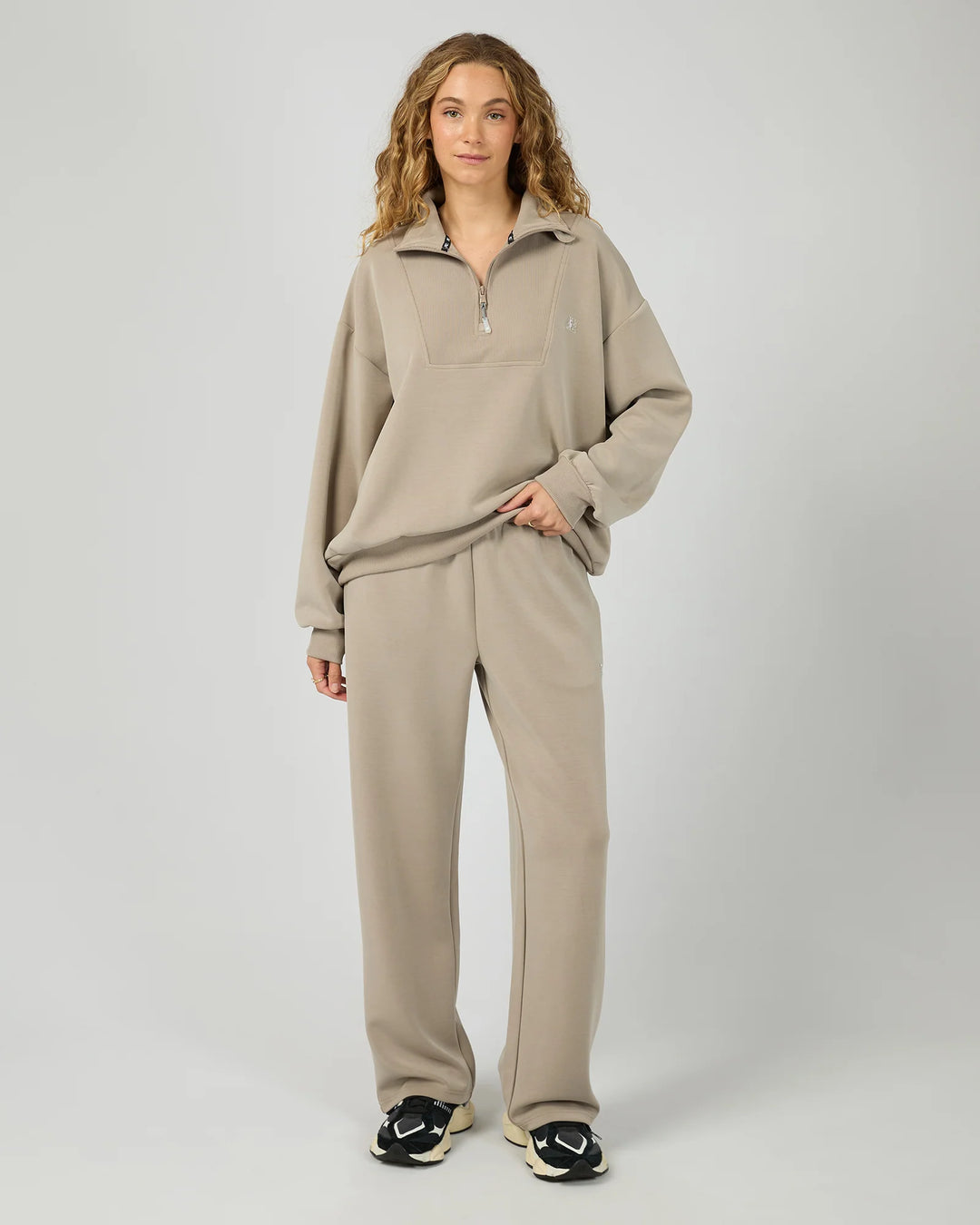 All About Eve Luxe Active 1/4 Zip Jumper - Stone