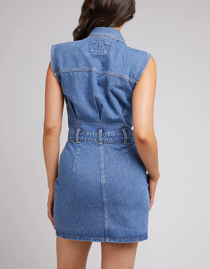 All About Eve Kennedy Denim Mini Dress - Heritage Blue