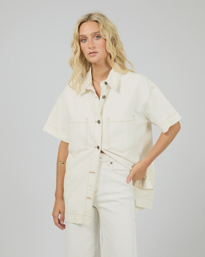 All About Eve Simi Denim Shirt - Vintage White