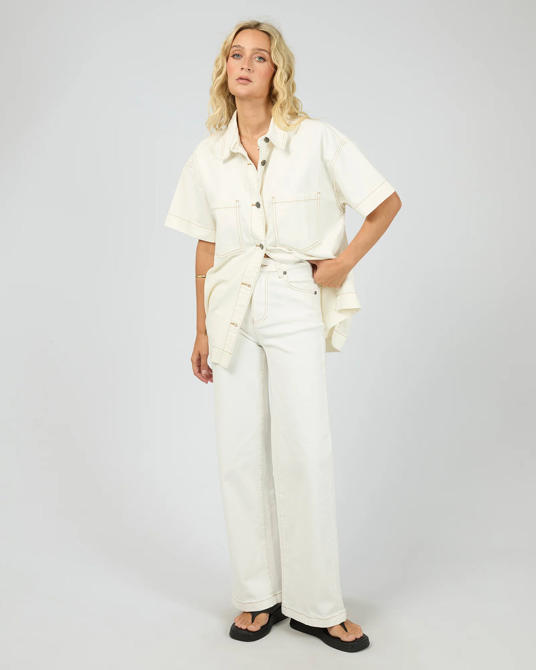All About Eve Simi Denim Shirt - Vintage White