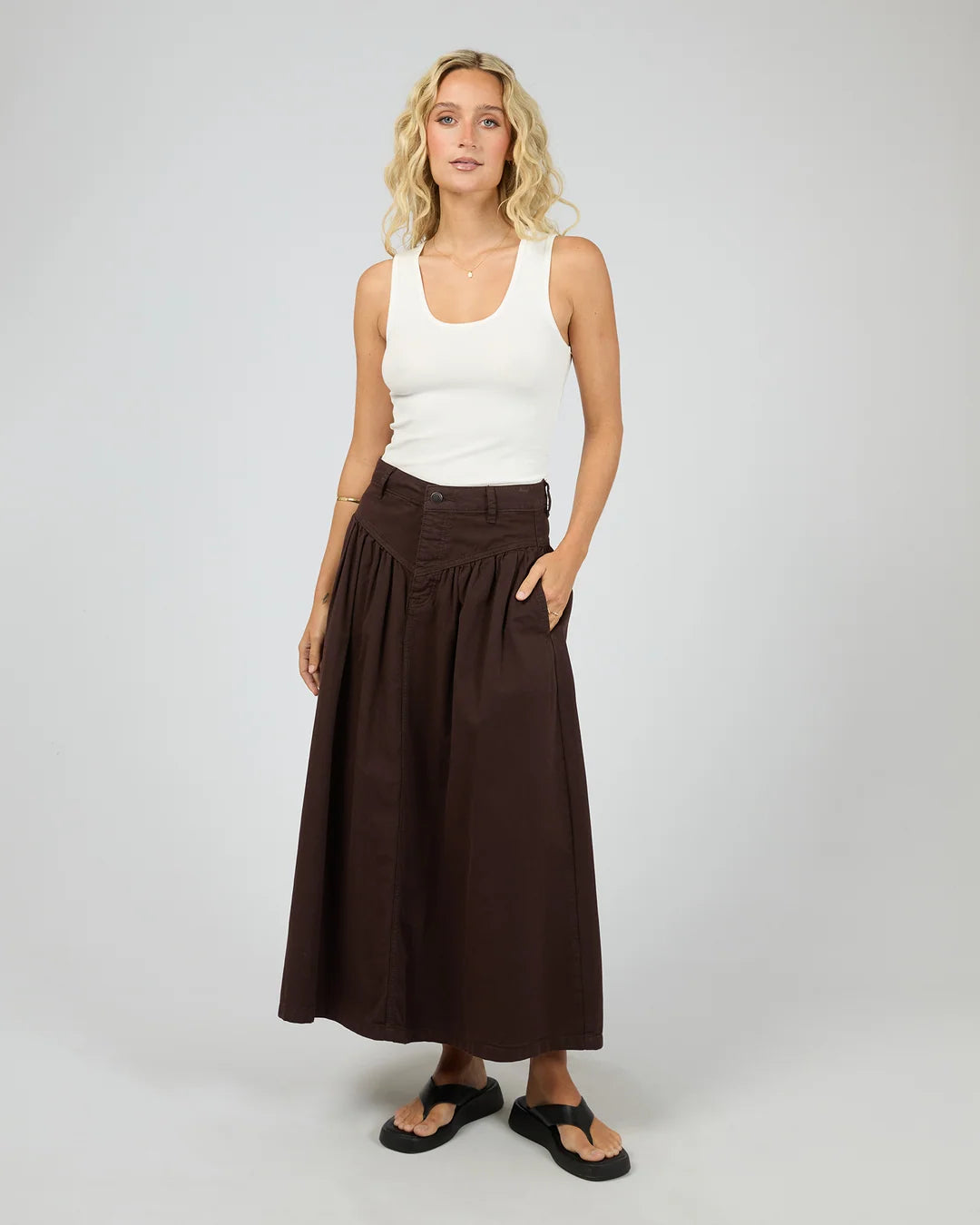 All About Eve Arlo Maxi Skirt - Brown