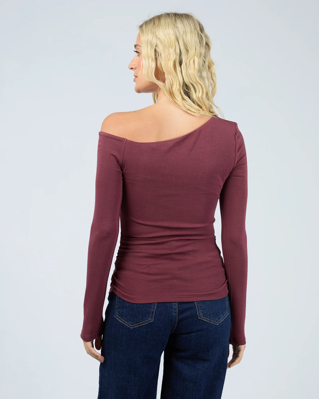 All About Eve Kylie Off Shoulder L/S Top - Burgundy