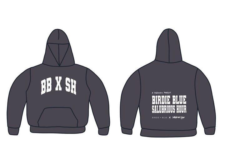 Birdie Blue x Salubrious Hour Collaboration Adult Unisex Hoodie- Charcoal