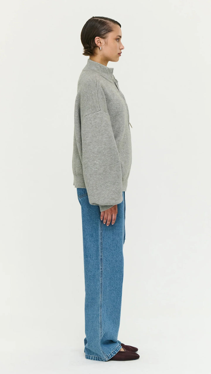 Staple The Label Harlow Oversize Zip Cardigan - Grey Marle