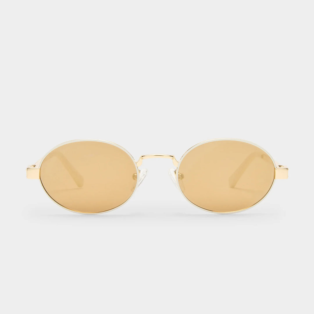 Le Specs Poseidon Deux Sunglasses - Gold/Ivory Polarised