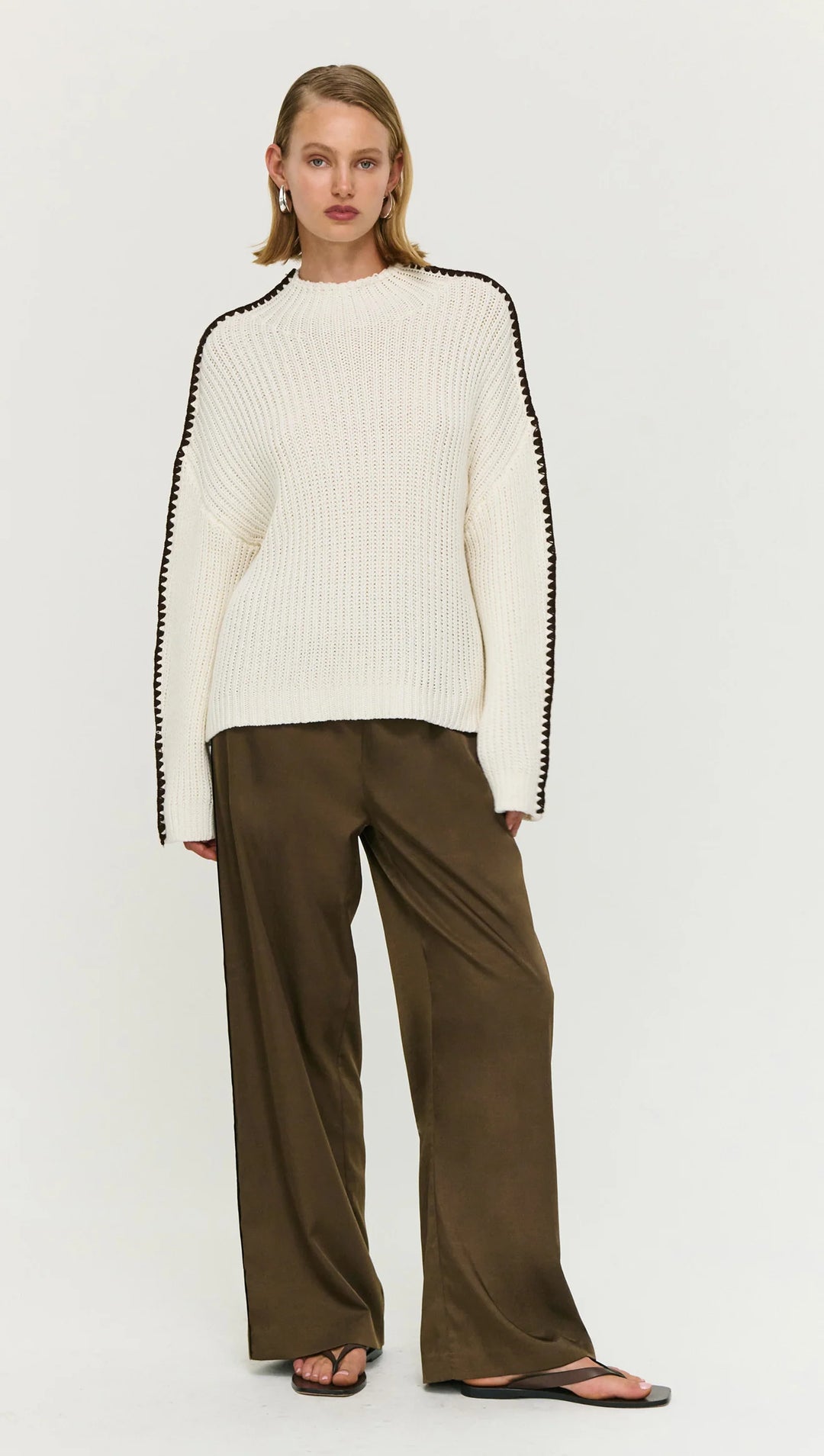 Staple The Label Finn High Neck - Cream/Chocolate