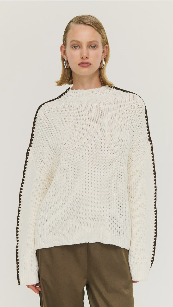 Staple The Label Finn High Neck - Cream/Chocolate