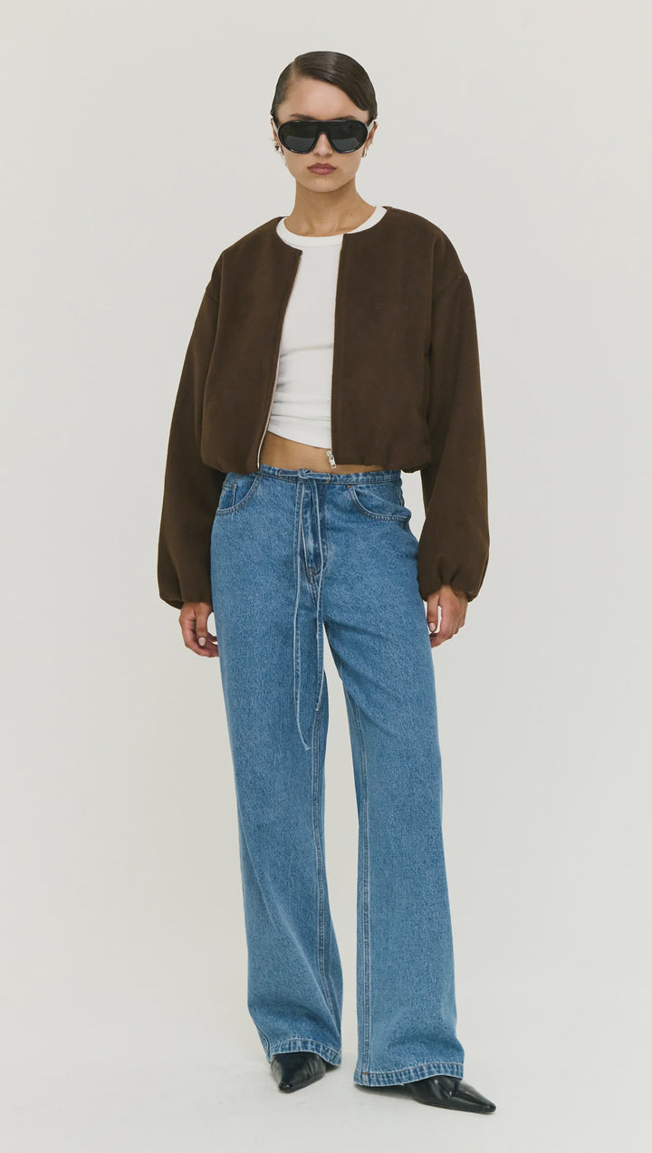 Staple The Label Alaric Cropped Jacket - Chocolate
