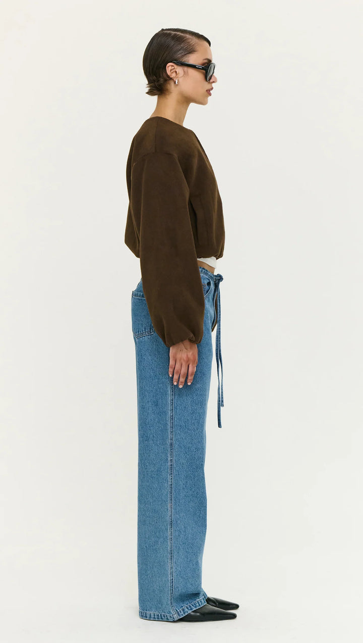 Staple The Label Alaric Cropped Jacket - Chocolate