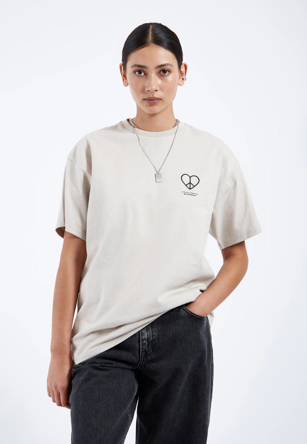 Dr Denim Trooper Tee - Silver Lining Peace Heart