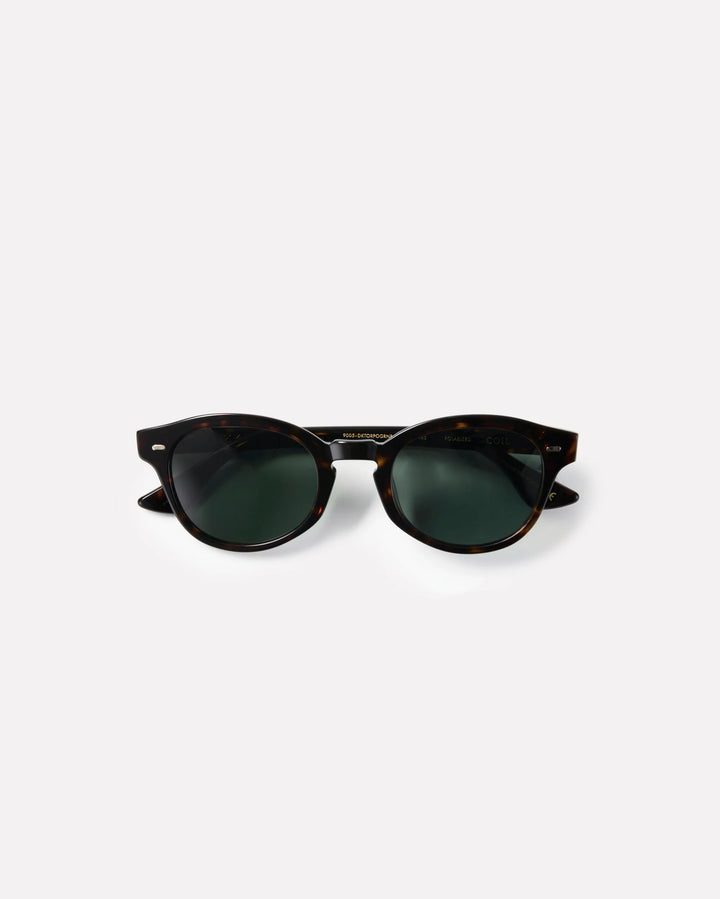 Epokhe Coil Sunglasses- Dark Tortoise Polished/Green Polarized