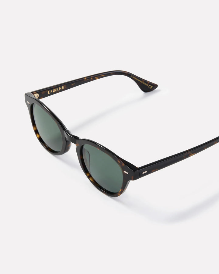 Epokhe Coil Sunglasses- Dark Tortoise Polished/Green Polarized