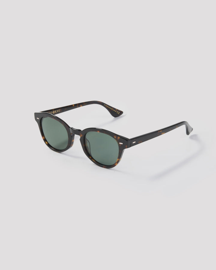 Epokhe Coil Sunglasses- Dark Tortoise Polished/Green Polarized