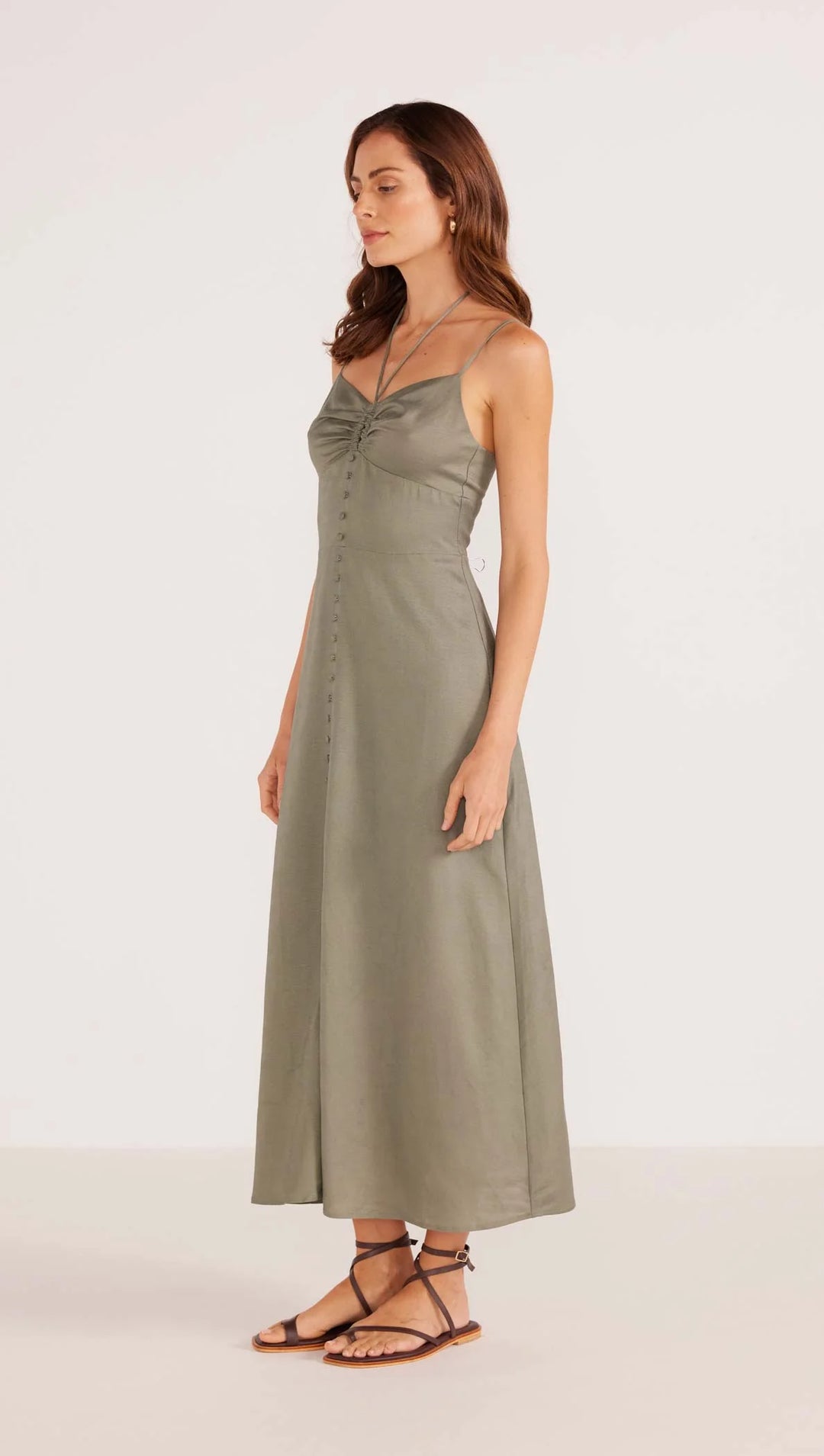 MinkPink Willa Midi Dress - Khaki