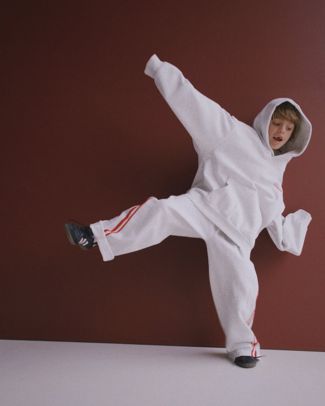 SSAINT Kids Logo Hoodie - Grey/Red