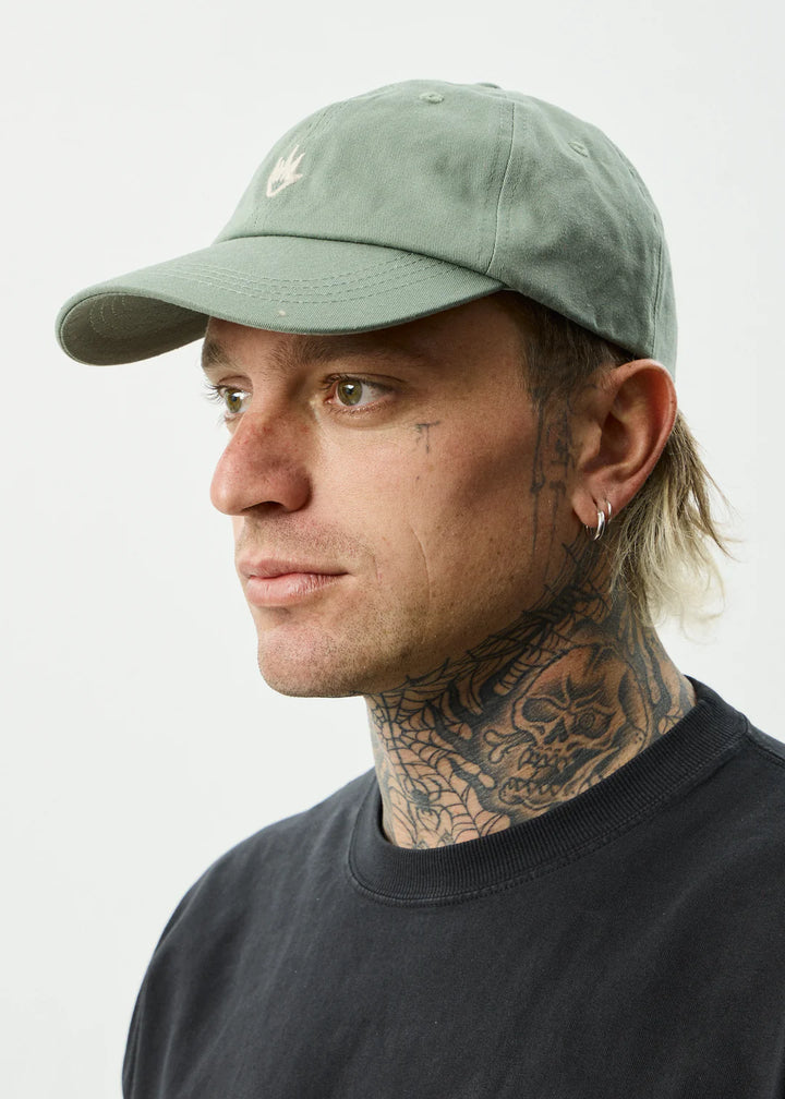 Afends Core Recycled Six Panel Cap - Oil Green