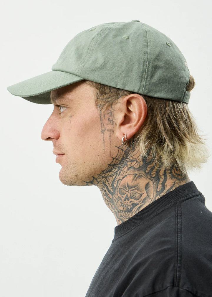 Afends Core Recycled Six Panel Cap - Oil Green