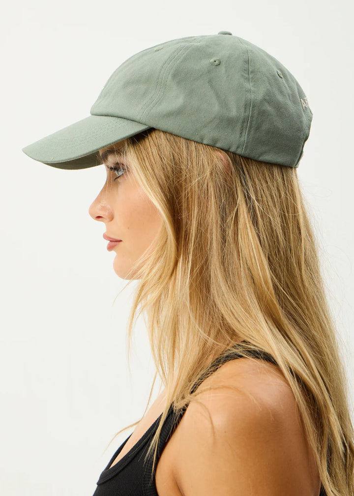 Afends Core Recycled Six Panel Cap - Oil Green