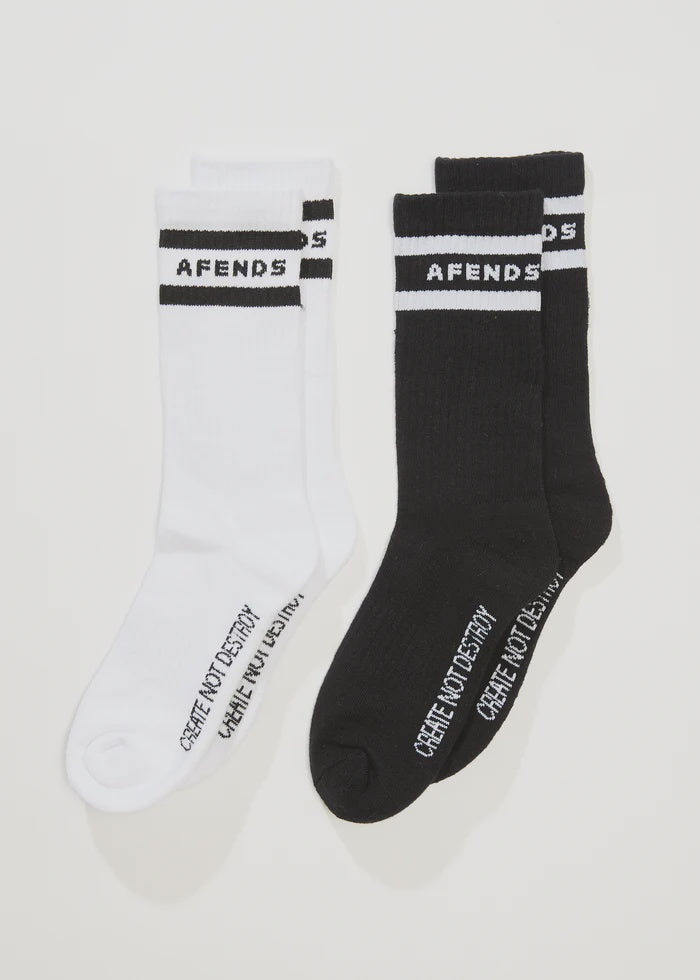 Afends Create Not Destroy Socks Two Pack - Black/White