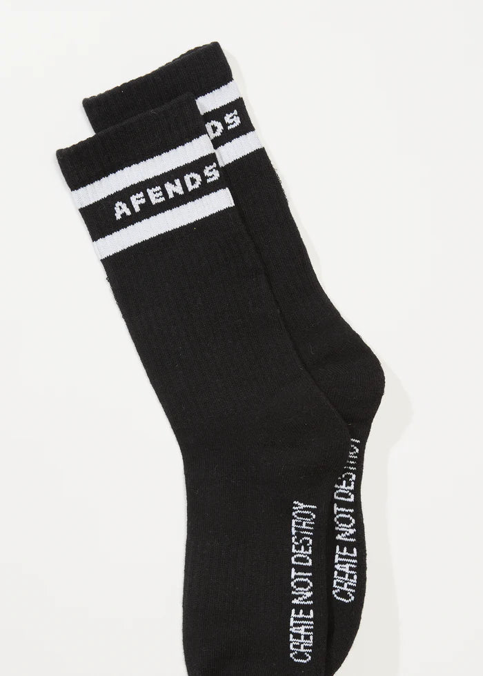 Afends Create Not Destroy Socks Two Pack - Black/White