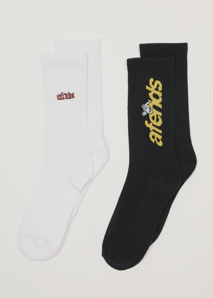 Afends Angel Zone Socks 2 Pack - Black & White