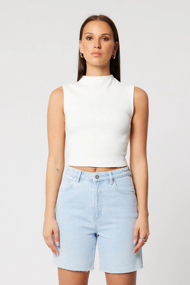 Abrand Heather Icon Mock Neck - White Sand