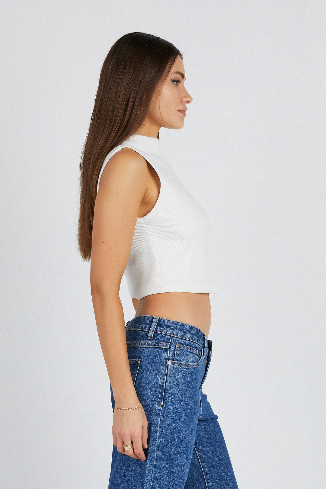 Abrand Heather Icon Mock Neck - White Sand