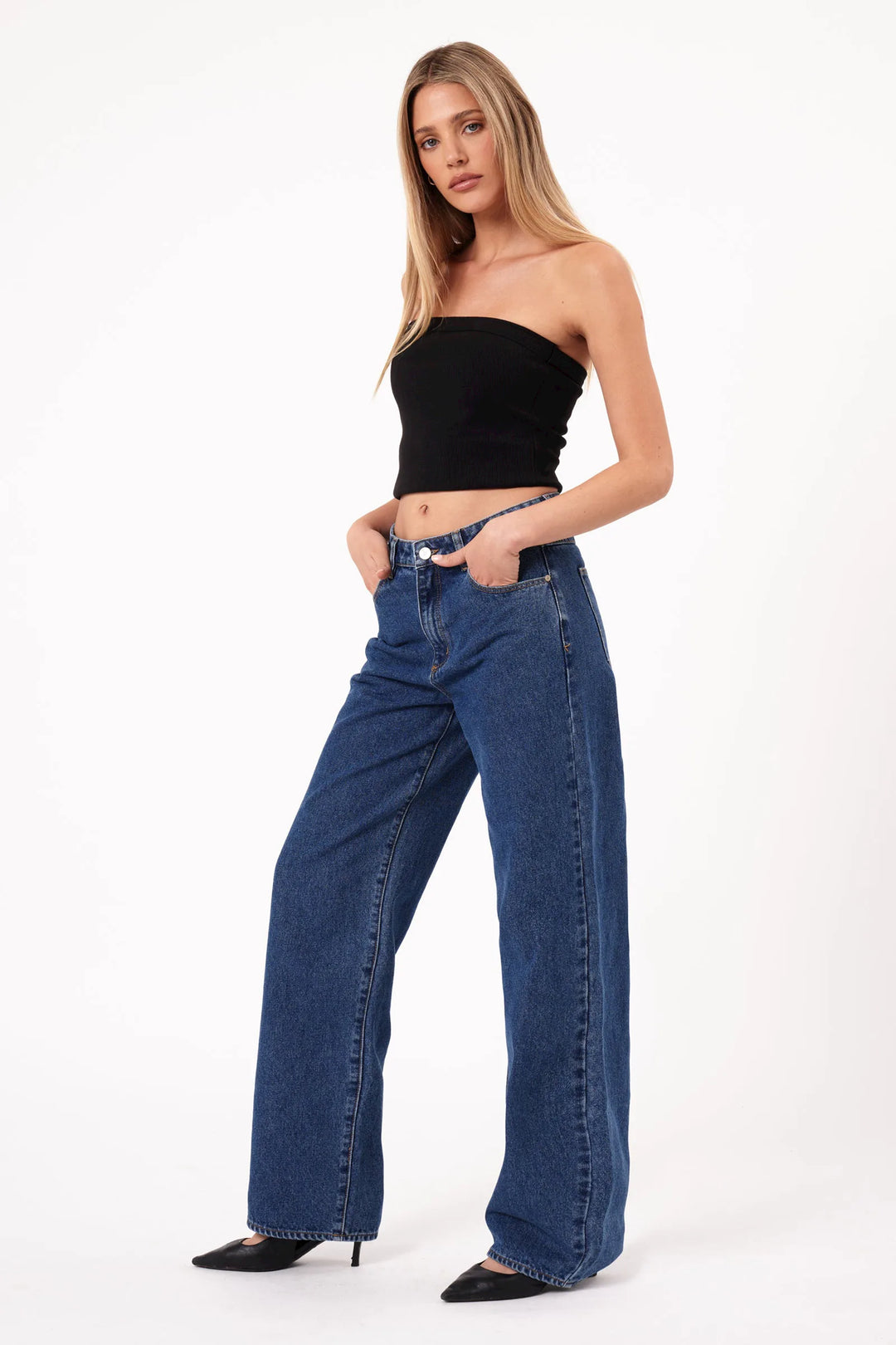 Abrand 95 Mid Baggy Jean -Bella - Mid Blue