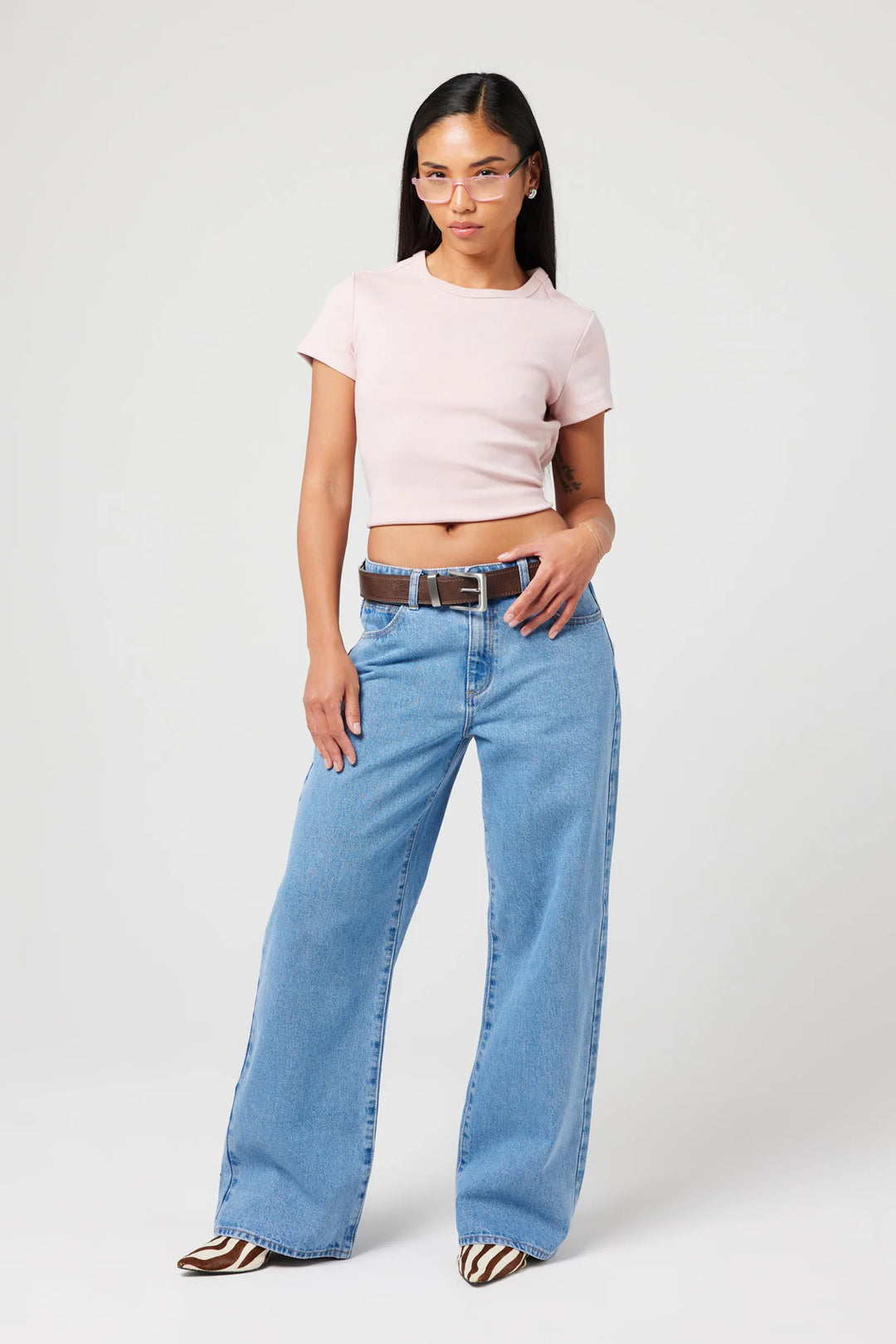 Abrand 95 Mid Baggy Petite Jean - Gigi - Mid Blue