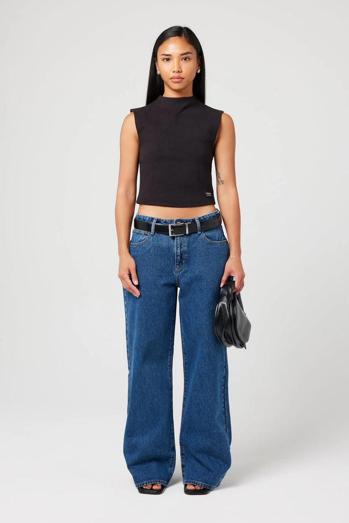 Abrand 95 Mid Baggy Petite Jean - Bella - Mid Blue