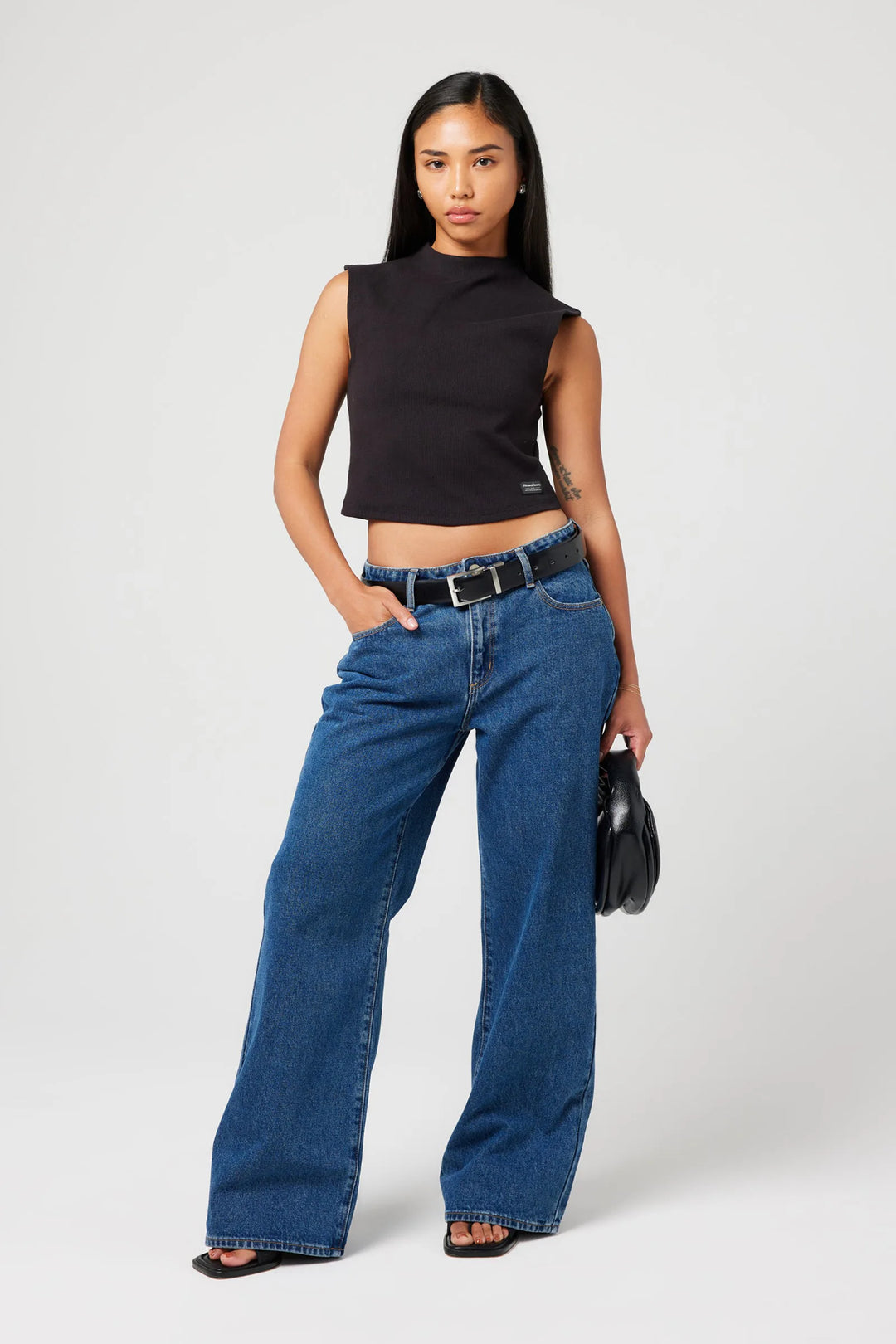 Abrand 95 Mid Baggy Petite Jean - Bella - Mid Blue