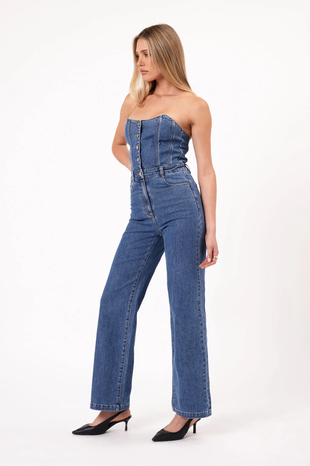 Abrand Viva Denim Jumpsuit - Estelle - Mid Bue