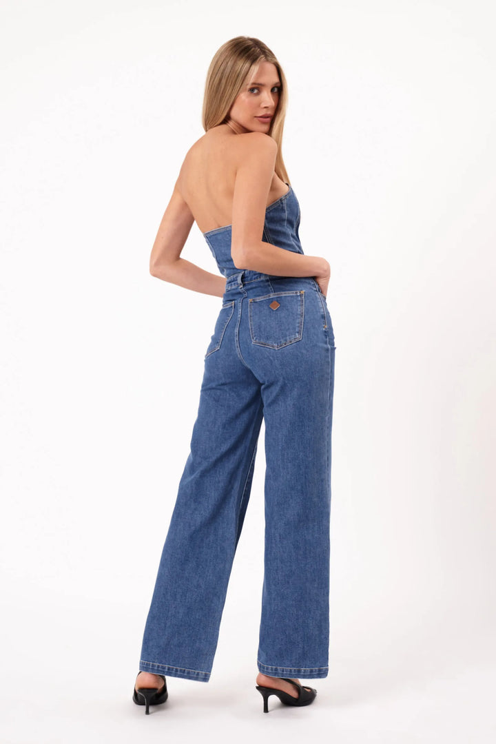 Abrand Viva Denim Jumpsuit - Estelle - Mid Bue