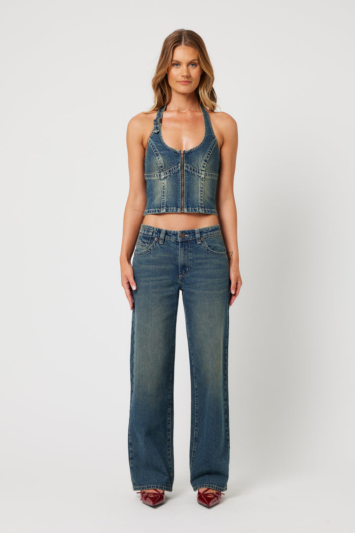 Abrand X Ripcurl Collab 99 Low Baggy Jean - Zola - Tint Dark Blue