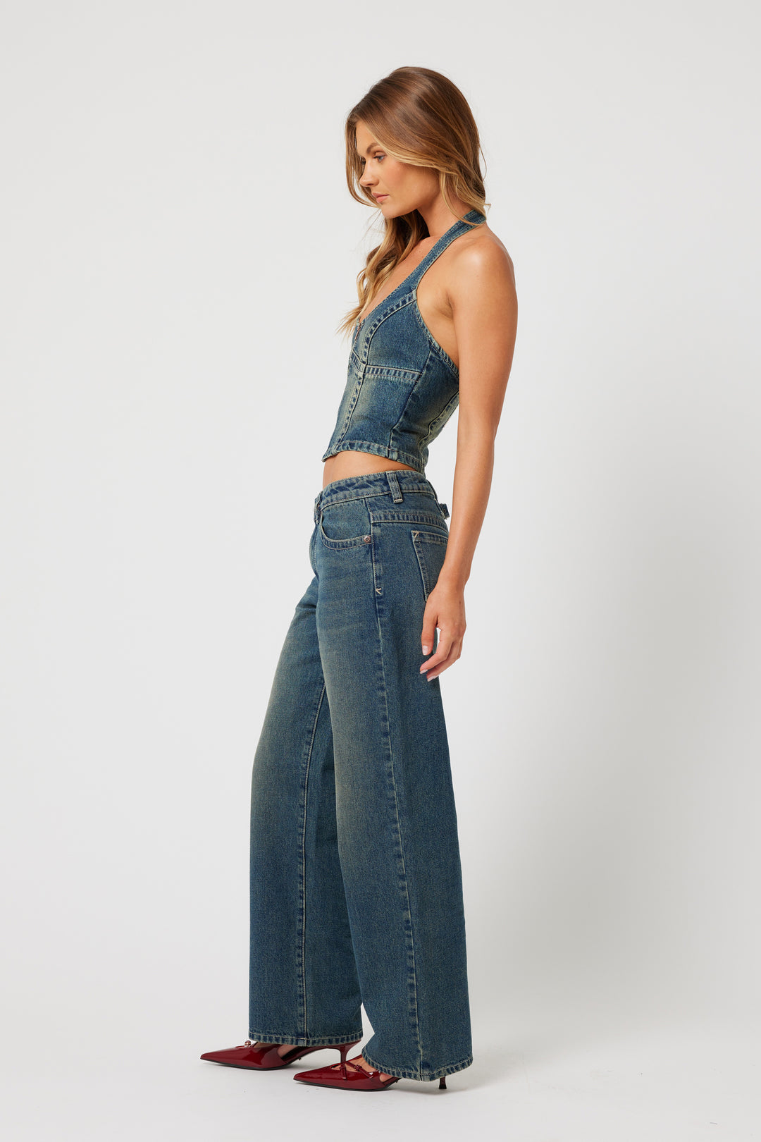Abrand X Ripcurl Collab 99 Low Baggy Jean - Zola - Tint Dark Blue