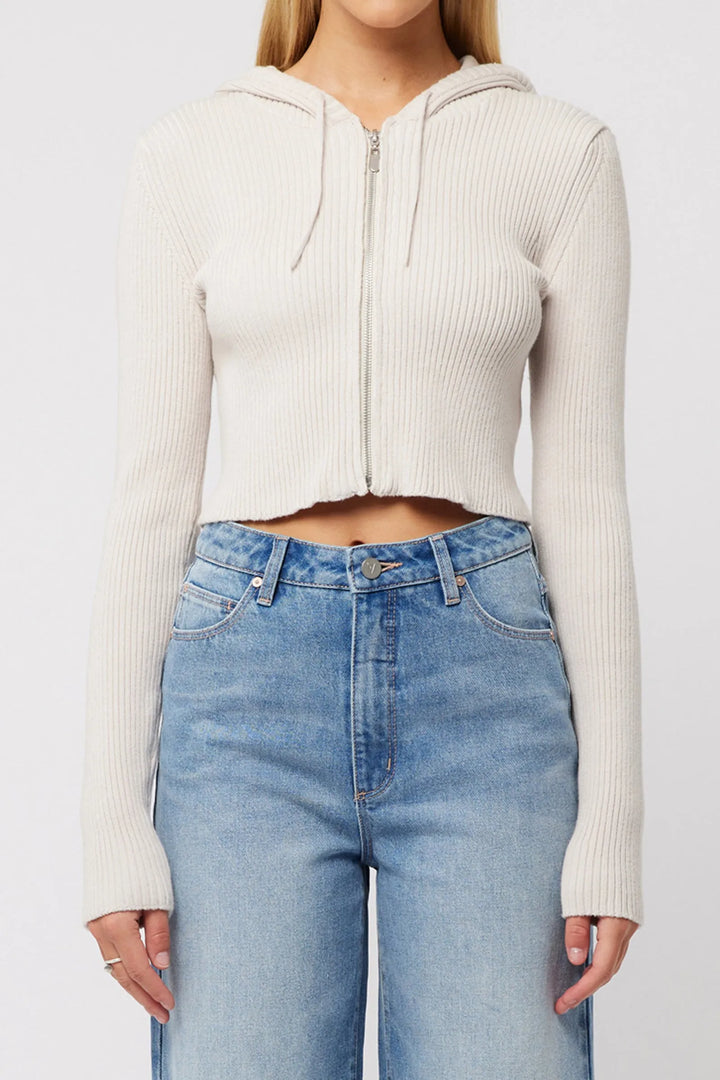 Abrand Hooded Zip Through - Bone