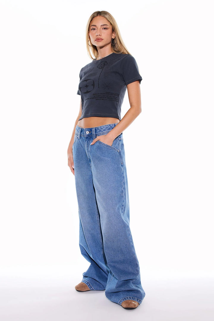 Abrand From Heaven Baby Rib Tee-Charcoal