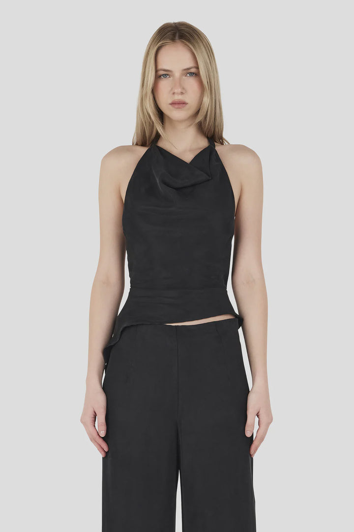 Ownley Iris Halter Top - Black