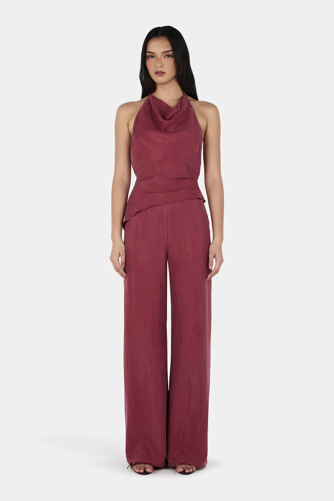 Ownley Iris Halter Top - Burgundy