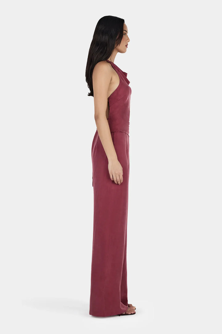Ownley Iris Halter Top - Burgundy