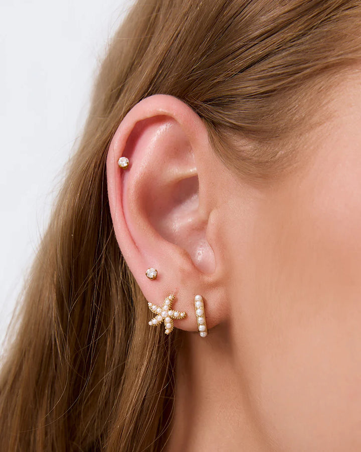 Arms Of Eve Presley Pearl Huggie Earrings