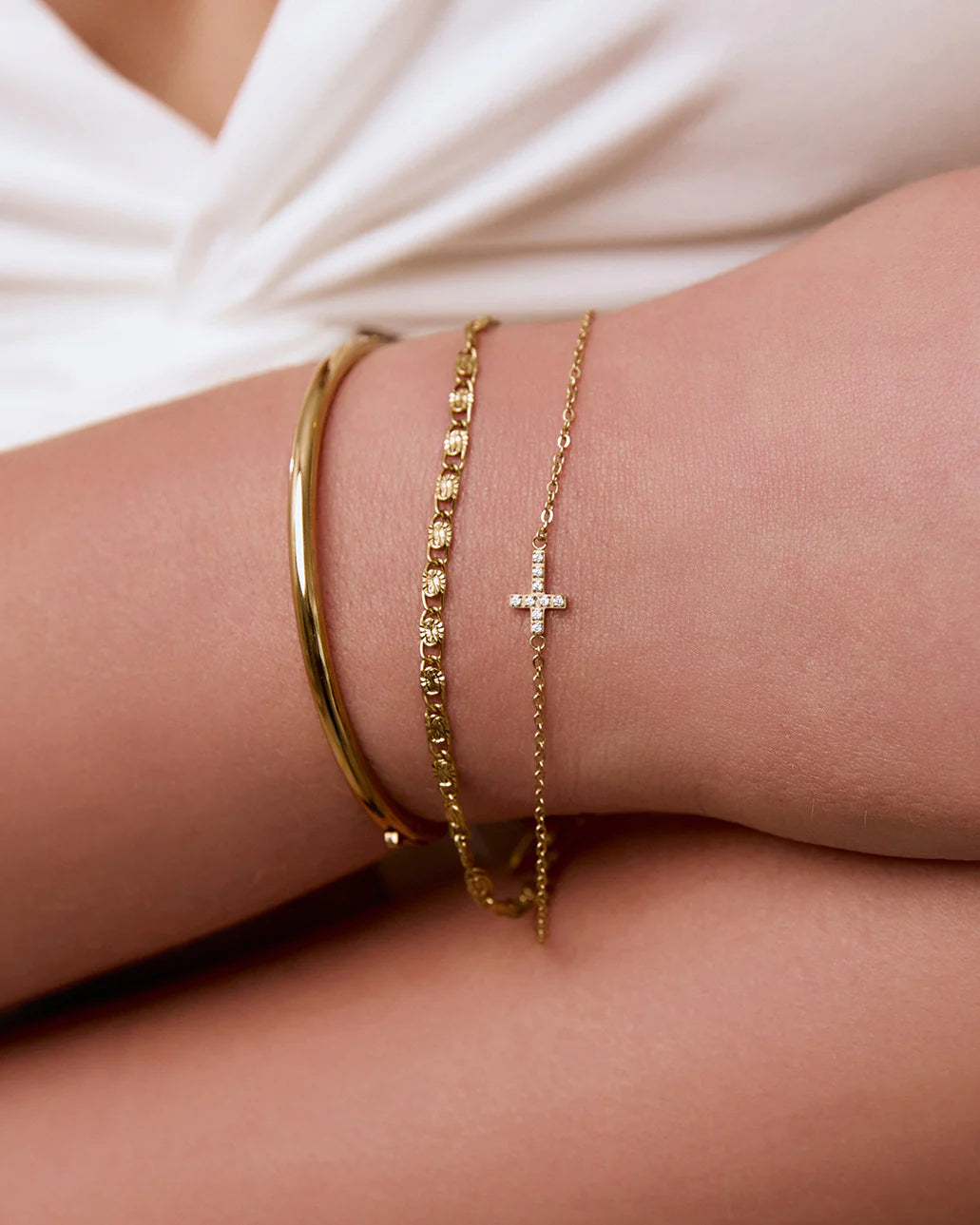 Arms Of Eve Cross Charm Bracelet - Stone