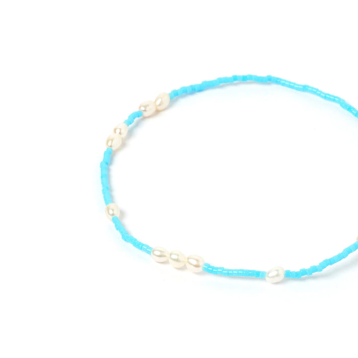Arms Of Eve Poppy Pearl & Glass Beaded Anklet - Turquoise